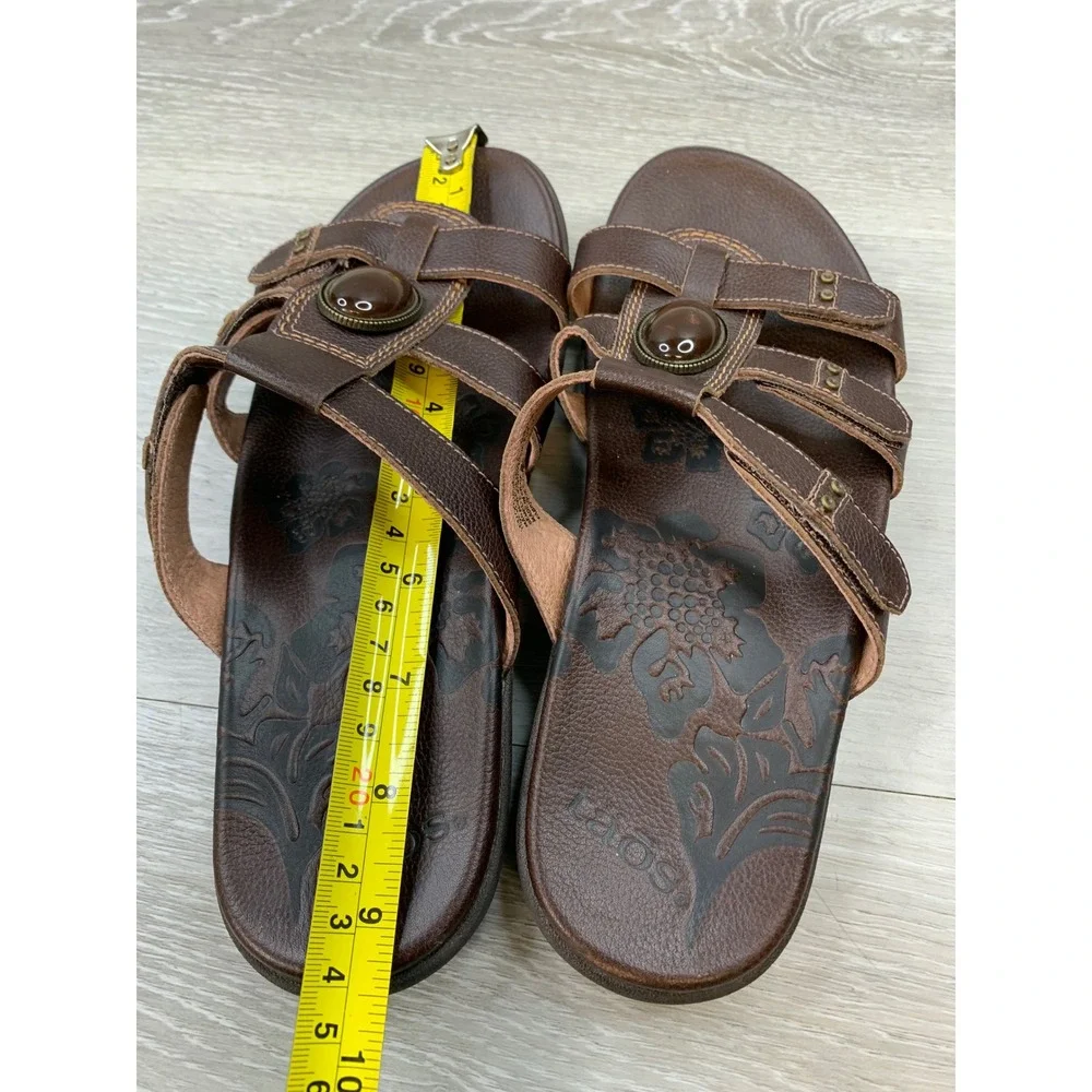 Taos Fortune Brown Leather Gemstone Strappy Sandals Women's 6 Comfort Shoes